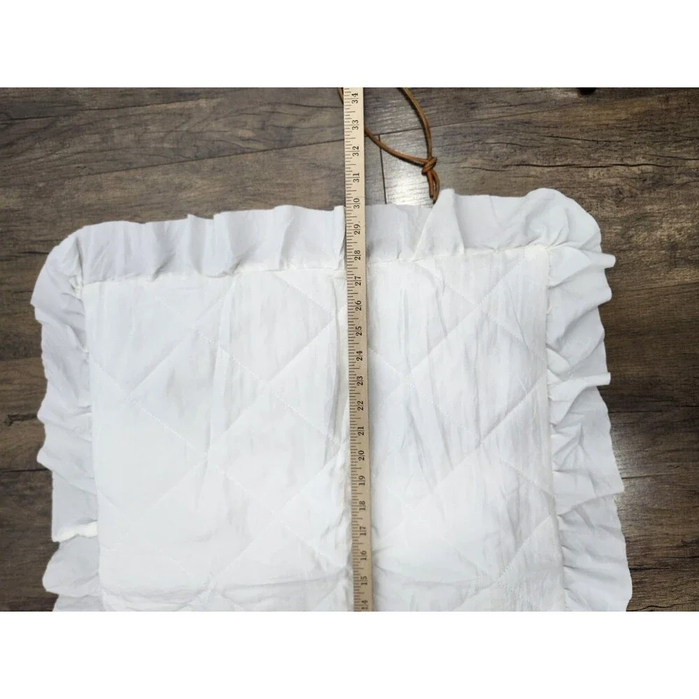 Vtg Ruffle White Pillow Sham Standard Shabby Chic Cottage